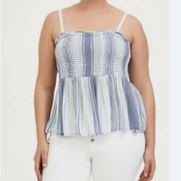 Torrid Blue Striped Gauze Smocked
Cami - Picture 2 of 7